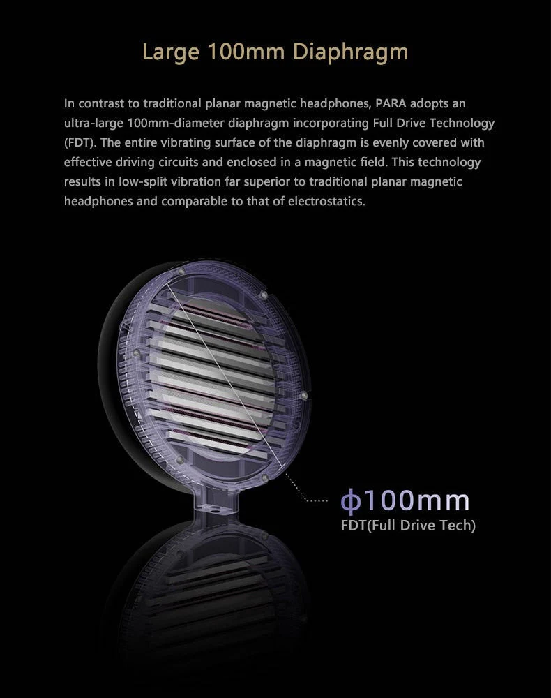 Moondrop Para 100mm Planar Magnetic Full-Size Headphone (Apos Certified) - Image 4