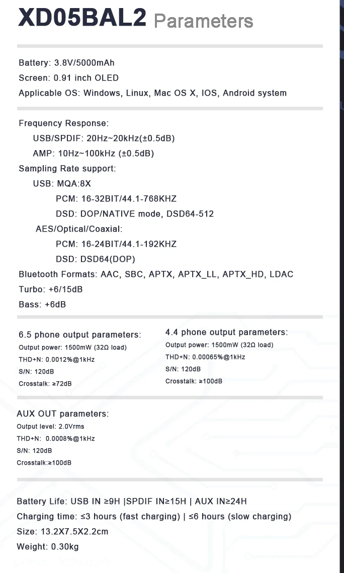 xDuoo XD05 BAL2 Portable HiFi Balanced DAC and Headphone Amplifier (Apos Certified) - Image 19